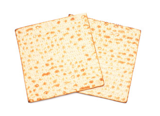 Jewish flatbread matza for Passover isolated on white background