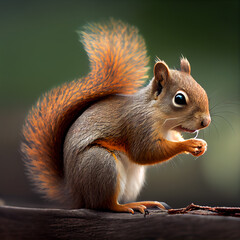 Fototapeta premium Red Squirrel in the forest , isolated on a background Created using generative AI tools