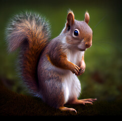 Naklejka na ściany i meble Red Squirrel in the forest , isolated on a background Created using generative AI tools