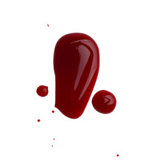 Drops of blood isolated on white , top view
