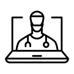 Icono de telemedicina. Asistencia médica virtual. Ilustración vectorial