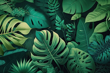 plant background in graphic style created with Generative AI technology