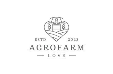 Farm agro concept logo design Vector line art icon .