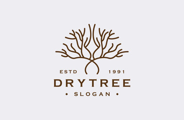Dry tree vector logo. tree features. this logo is decorative, modern, clean and simple.