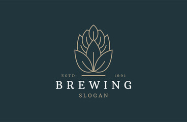 Brewery beer label with logos of craft beer, emblems for beer house, bar, pub, brewing company .