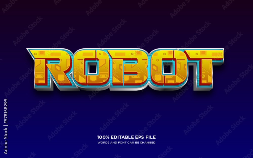 Poster robot 3d editable text style effect