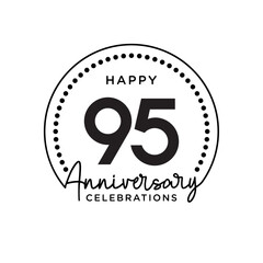 95 years anniversary. Anniversary template design concept, monochrome, design for event, invitation card, greeting card, banner, poster, flyer, book cover and print. Vector Eps10