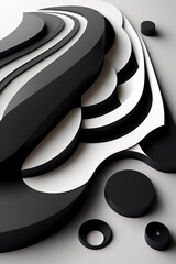 Elegant Abstract Composition with White and Black Colors, Curvy and Dynamic Design Resource for Designers.