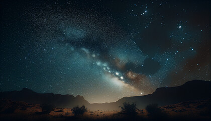 Naklejka premium Noite estrelada Nebulosa Via Láctea IA Generativa