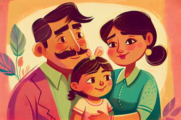 Latino family, happy family, family photo, generative AI