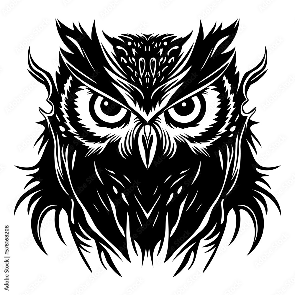 Wall mural vector owl illustration, logo design, low points, one color