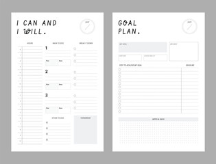 I can and I will and goal plan planner template. plan your day plan your life. Vector illustration. 