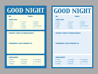 Good Night Planner. Check List. Vector illustration. 