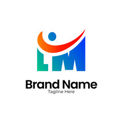 LM initial letter logo with happy human icon. LM human logo. Monogram LM logo with human concept. LM logo for company. 