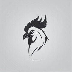 Fototapeta premium Black and white logo of a rooster's head, Generative Ai