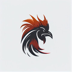 Obraz premium Black and white logo of a rooster's head, Generative Ai, Generative Ai