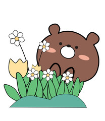 Obraz na płótnie Canvas brown bear with flowers