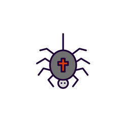 Spider with a cross. Spooky monster Halloween decoration