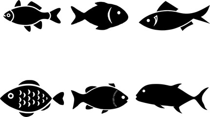 Fish sorts and types. Various freshwater fish. Hand-drawn  illustrations of sea and inland fish. Commercial fish species. The faithful submerged in the waters of life symbolism.