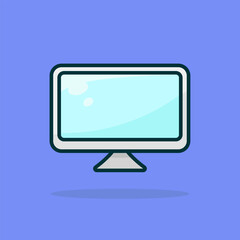 Monitor Flat Cartoon Icon. Monitor Logo Concept Isolated Premium Vector Illustration