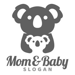 Modern mascot flat design simple minimalist cute koala mom dad parents logo icon design template vector with modern illustration concept style for brand, emblem, label, badge, zoo