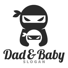 Modern mascot flat design simple minimalist cute ninja mom dad parents logo icon design template vector with modern illustration concept style for brand, emblem, label, badge © aldonat