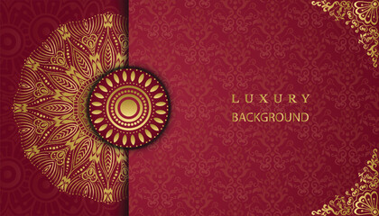 Arabesque style decorative golden mandala background. Ornamental floral loyal frame, greeting and invitation card.