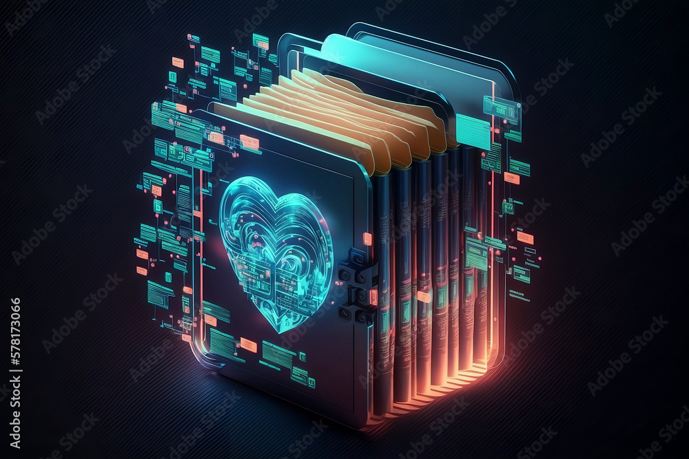 Poster Cyber security, privacy and data storage protection. Document management system with password and encryption. Encrypted files on computer or server.