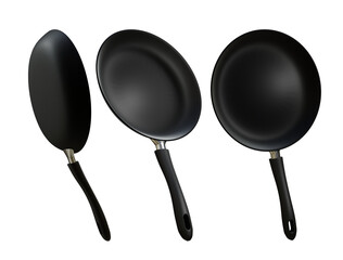 3d rendering cooking equipment frying pan perspective view