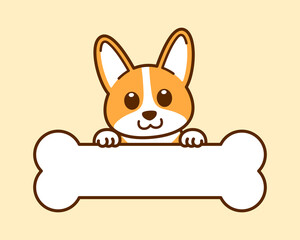 Corgi Over Bone Banner or Name Tag