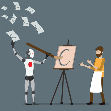 The artist using AI Generated his art - vector