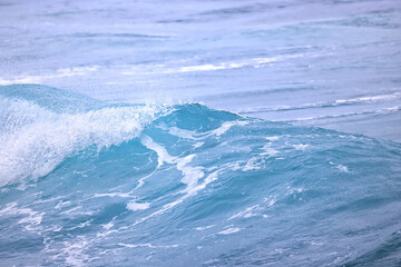 Naklejka na ściany i meble water texture sea background, blue surface ocean waves ripple