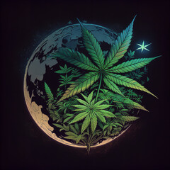marijuana planet design for a shirt Generative AI