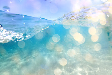 Naklejka na ściany i meble wave sea beach transparent underwater background