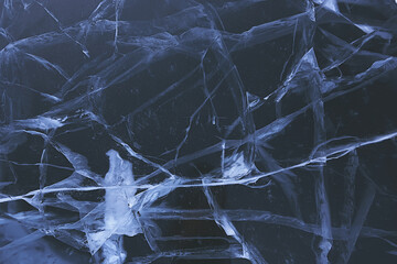 ice texture cracks baikal, abstract background winter ice transparent blue