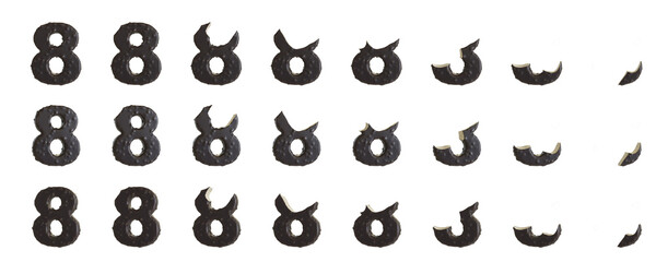 Milk Chocolate with Almonds and Vanilla Ice Cream Bars 8-shaped, 3D rendering