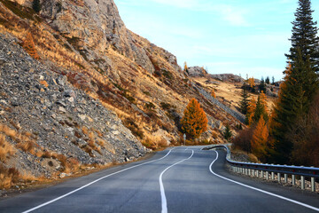 autumn highway view, freedom travel landscape