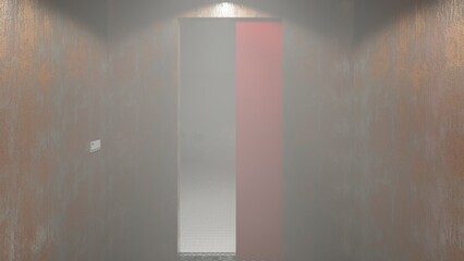 empty backroom with door liminal space