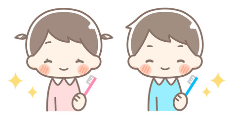 歯ブラシを持つ子供