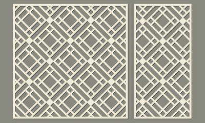 Abstract geometric pattern of diamond shape. Laser cutting of decorative panels. Stencil for cutting plywood, wood, paper, cardboard and metal.