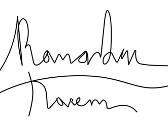 Single line art of ramadan kareem greeting card concept and text. Vector illustration