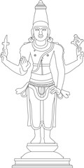 Vector illustration sketch of indian hindu god goddess statue