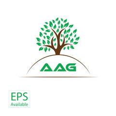 AAG letter tree shape logo. AAG brush art logo. AAG logo for commercial use.
