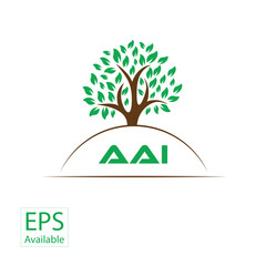Obraz premium AAI letter tree shape logo. AAI brush art logo. AAI logo for commercial use. 