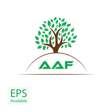 AAF letter tree shape logo. AAF brush art logo. AAF logo for commercial use.
