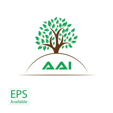 AAI letter tree shape logo. AAI brush art logo. AAI logo for commercial use.
