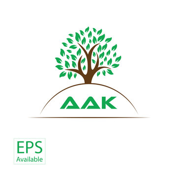 AAK letter tree shape logo. AAK brush art logo. AAK logo for commercial use.
