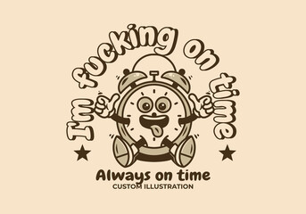 Mascot character design of sit alarm clock