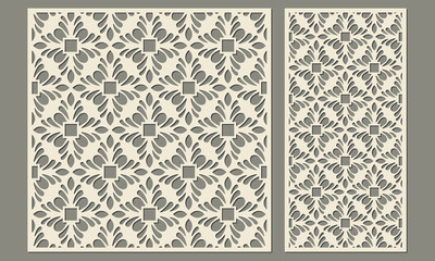 Laser cutting of decorative panels. Abstract floral pattern. Template for cutting plywood, wood, paper, cardboard and metal.