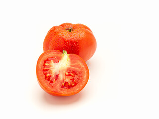 Fresh tomatoes on a white background